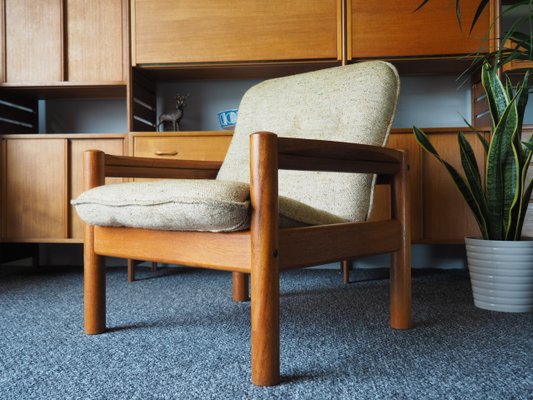 Small Danish Beige Teak Chair From Domino Mobler