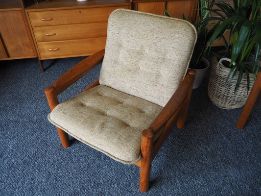 Small Danish Beige Teak Chair From Domino Mobler
