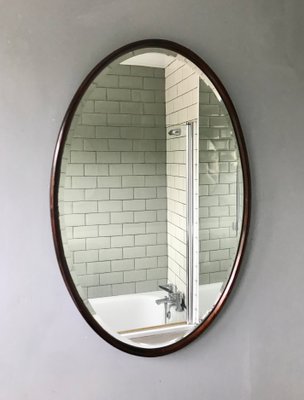 Vintage Oval Mirror With Wooden Frame For At Pamono Vintage Oval Mirror With Wooden Frame 2