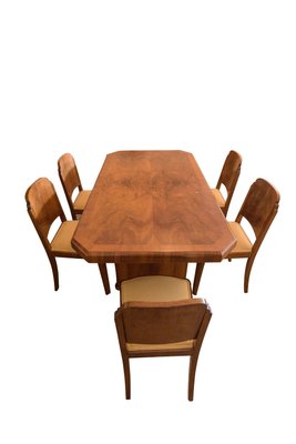 Art Deco Walnut Dining Table 6 Chairs 1920s Art Deco Walnut Dining Table 6 Chairs 1920s
