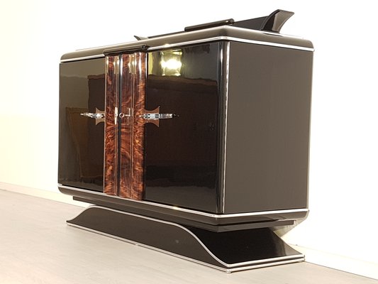 Art Deco Black Commode With Chrome Handles 1920s For Sale At Pamono