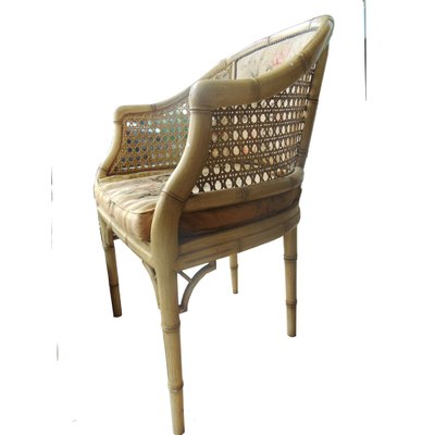 Vintage Cream Lacquered Faux Bamboo Barrel Chair For At Pamono - Vintage Faux Bamboo Patio Furniture