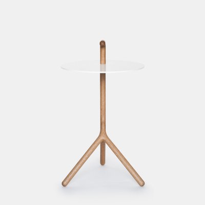 Yot Side Table In Oak White Corian From Florian Saul Design