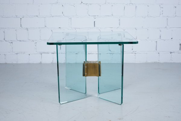 Brass Side Table By Peter Ghyczy 1970s, Glass And Brass Side Table