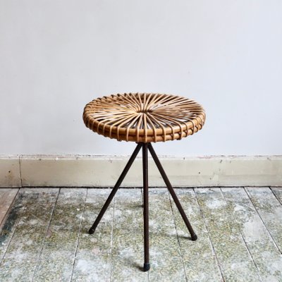 Vintage Rattan Stool By Dirk Van Sliedregt For Rohe Noordwolde