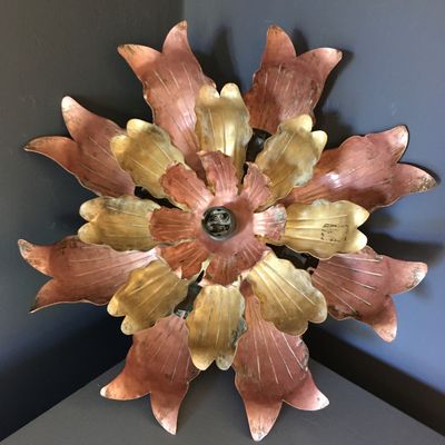 Brutalist Copper Brass Flower Ceiling Light 1960s For At Pamono Brutalist Copper Brass Flower Ceiling Light