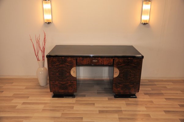 Art Deco Desk With Burl Wood Doors For Sale At Pamono