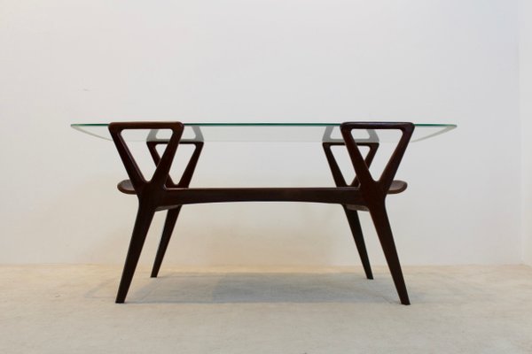 Table Basse Scandinave En Teck Avec Plateau En Verre 1960s En Vente Sur Pamono