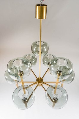 Swedish Chandelier in Brass & Glass by Holger Johansson for Westal Swedish Chandelier in Brass & Glass by Holger Johansson for Westal