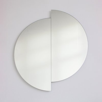 Set of 2 Luna™ Half-moon Frameless Modern Round Mirrors Large, XL 