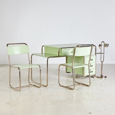 Bauhaus Style Green Work Room Set from Ideal Tubular Furniture Factory,  1930s for sale at Pamono