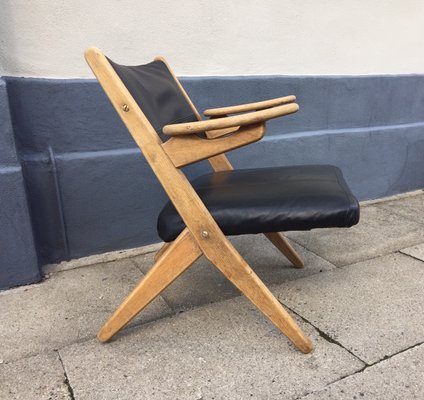 Danish Oak & Leather Lounge Chair by Arne Hovmand Olsen, 1960s Danish Oak & Leather Lounge Chair by Arne Hovmand Olsen, 1960s