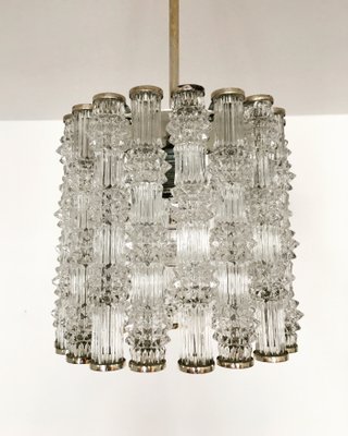 Versilberte Kristallglas Lampe von Kaiser Leuchten, 1960er Versilberte Kristallglas Lampe von Kaiser Leuchten, 1960er