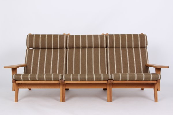 Ge375 Oak Wool 3 Seater Sofa By Hans J Wegner For Getama For