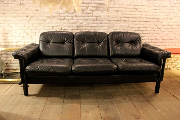 Vintage Black Leather Sofa 1970s For At Pamono Vintage Black Leather Sofa 1970s 1