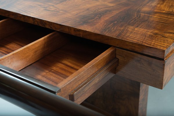 Large Art Deco Walnut Root Veneer Dining Table