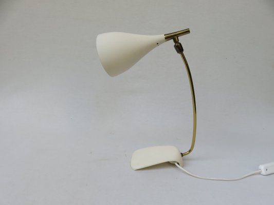 Lampe de Bureau Blanche en Forme de Bulle en Métal Laqué et Verre Opalin  Blanc, 1970s en vente sur Pamono