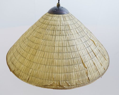 Tree Branch Floor Lamp With Raffia Lampshade