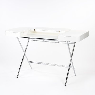 White and chrome 2024 desk with drawers