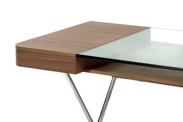Cosimo Desk With Walnut Veneer Glass Top By Marco Zo Jr For Cosimo Desk With Walnut Veneer Glass Top By Marco Zo Jr For Adentro