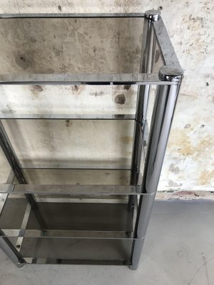 Mid Century Modern Etagere In Chromed Tubular Metal And Smoked