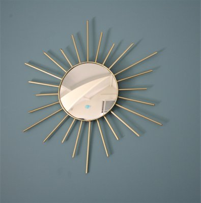 Vintage Brass Sunburst Mirror 1960s
