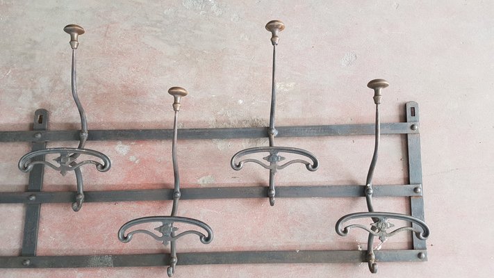 French Country Cast Iron Valet Coat Hanger Hook Antique Design