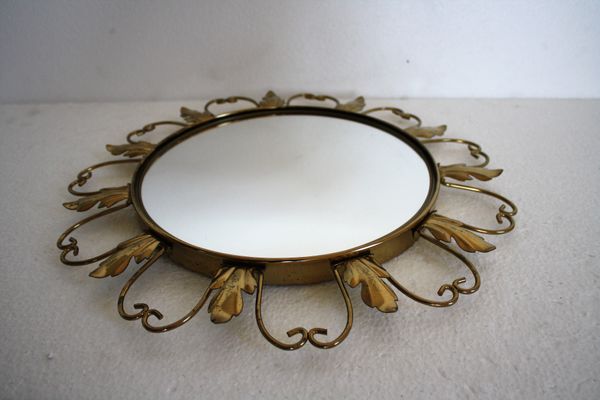 Vintage Brass Sunburst Mirror 1960s