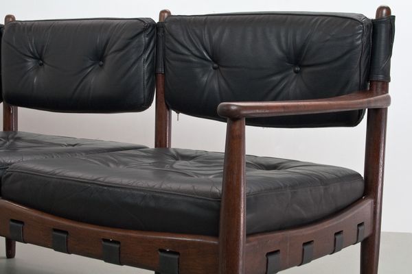 Vintage Black Leather Sofa By Eric Merthen For Ire Ab Skillingaryd