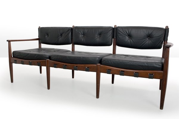Vintage Black Leather Sofa By Eric Merthen For Ire Ab Skillingaryd