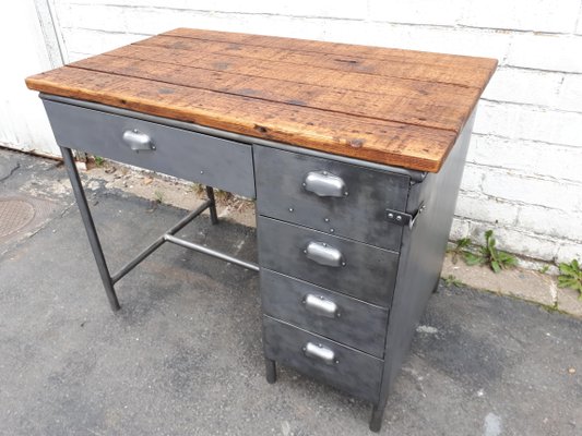 Vintage Industrial Desk With Metal Drawers For Sale At Pamono Vintage Industrial Desk with Metal Drawers 2 - Vintage Industrial Desk With Metal Drawers For Sale At Pamono