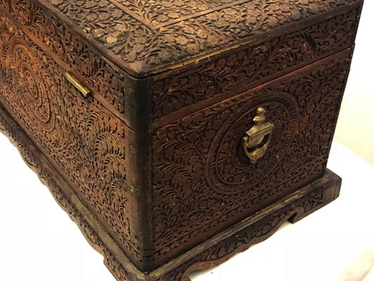Antique Indian Wooden Hand Painted storage chest Trunk