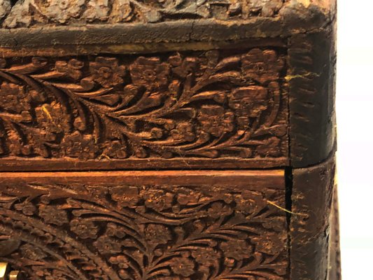 Legno Vintage indiano intagliato a mano in legno Block collezionisti Tessuto floral stamp Braun-28 2.1 Durchmesser 