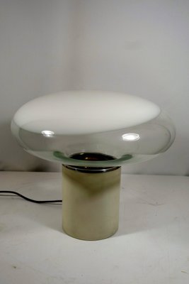 glass and metal table lamp