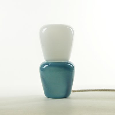 Duo Table Lamp In Turquoise Moire Collection Hand Blown Glass By Atelier George