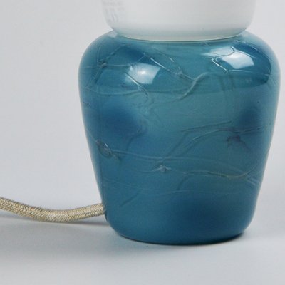 Duo Table Lamp In Turquoise Moire Collection Hand Blown Glass By Atelier George