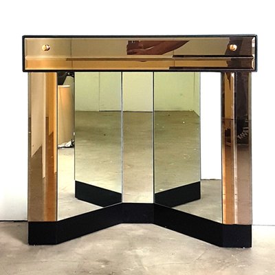 Mirrored Console Table Illuminated Wall Mirror 1980s For At Mirrored Console Table Illuminated Wall Mirror
