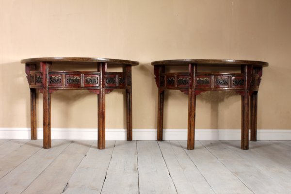 Antique Chinese Half Moon Console Tables Set Of 2 For Sale At Pamono