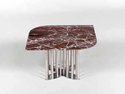 Naiad Coffee Table In Rosso Levanto Marble Stainless Steel By Naz Yologlu For Naaz For Sale At Pamono