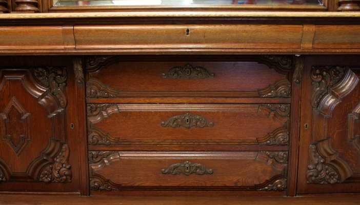 Antique Oak Mirrored Buffet For At Pamono Antique Oak Mirrored Buffet For At
