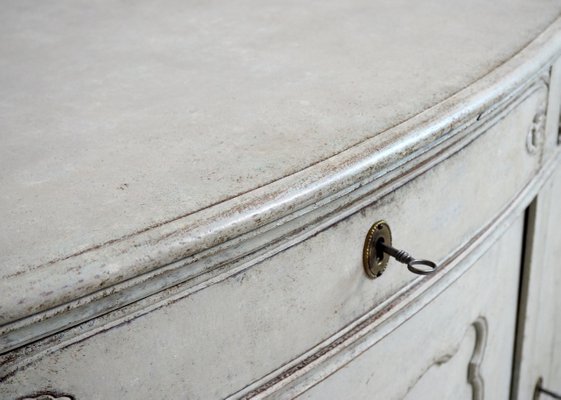 Large Antique Serpentine Sideboard With Curved Front And Three