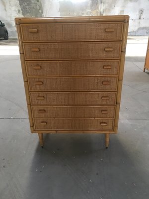 Mid Century Italian Modern Bamboo Chest Of Drawers 1970s For Sale
