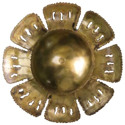 Brutalistische Danische Blumen Wandlampe Aus Brenngeschnittenem