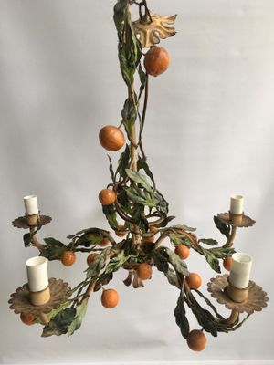 Vintage Italian Orange Tole Chandelier For At Pamono Vintage Italian Orange Tole Chandelier 1