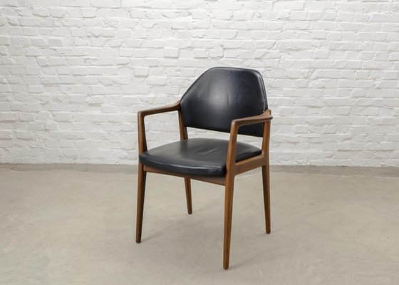 Mid Century Scandinavian Teak Leather Desk Chair 1960s For Mid Century Scandinavian Teak Leather Desk Chair 1960s 2