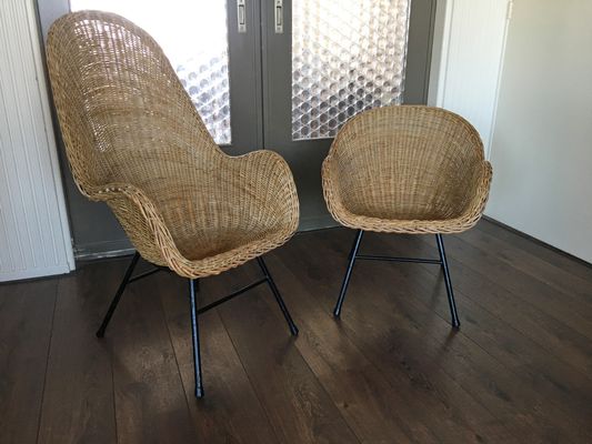 Mid Century Rattan Chairs From Gebroeders Jonkers Noordwolde Set Of Mid Century Rattan Chairs From Gebroeders Jonkers Noordwolde Set Of 2 1