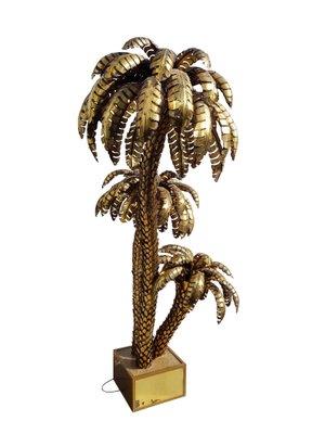 Extra Large Brass Palm Tree Floor Lamp From Maison Jansen 1970s For Extra Large Brass Palm Tree Floor Lamp From Maison Jansen 1970s 2