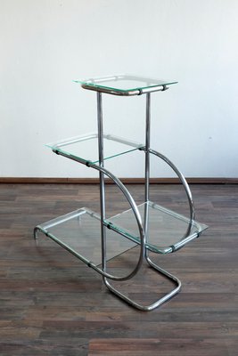 Funktionalistischer Pflanzenständer von Emile Guyot für Pflanzenständer Indoor Metall Indoor Plant Wandregal Glas