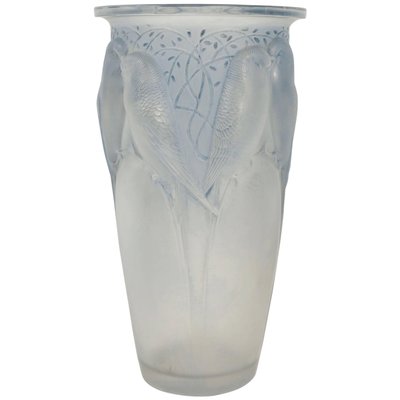 Frosted Blue Stained Ceylan Vase By Rene Lalique 1924 For Sale At