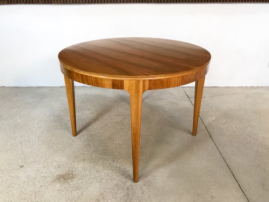 Large German Walnut Round Side Table 1950s For At Pamono Large German Walnut Round Side Table 1950s 2